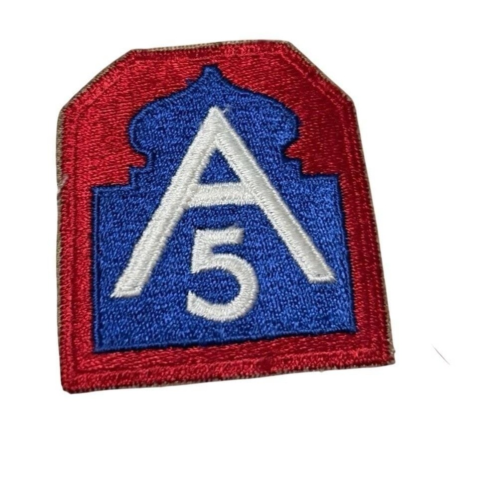US Army 5th Army A5 Embroidered Military Patch Lot Red Blue White Vintage OS